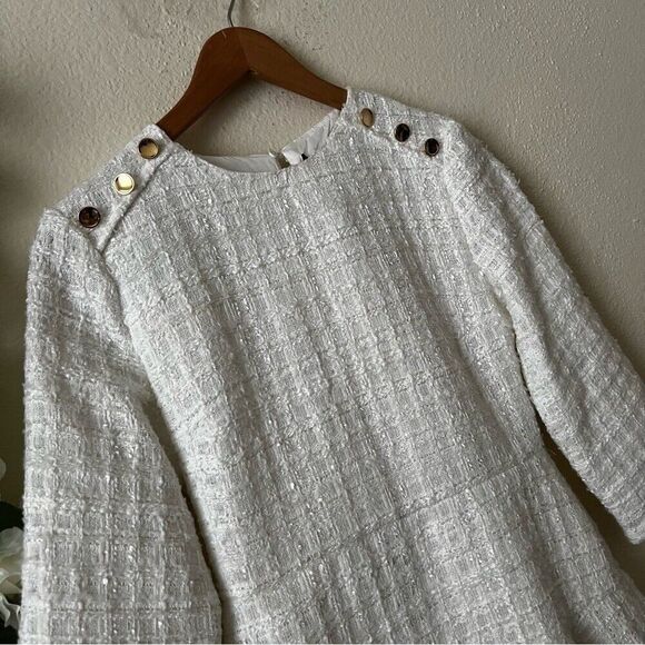 Zara White Tweed Peplum Side Gold Buttons Structured
Mini Dress Sz S fit & flare - Picture 9 of 15